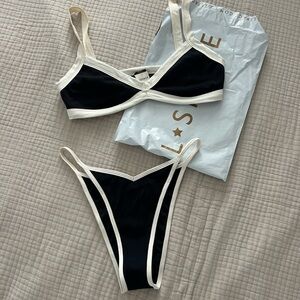 LSpace bikini set in black and cream
Tommy Bikini Bottom + Taylor Bikini top